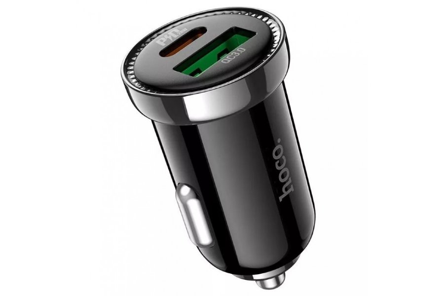 АЗУ Hoco Z44 Leading PD20W+QC3.0 car charger set(Type-C to iP), чёрный