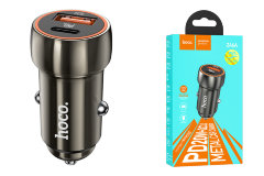 Азу Hoco Z46A Blue whale PD20W+QC3.0 car charger set(C to iP), серый