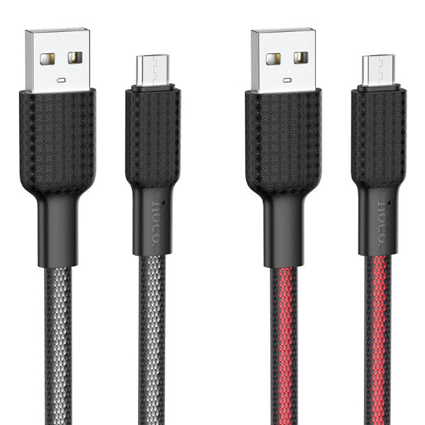 Кабель USB HOCO X69 Jaeger charging data cable for Micro чёрный-белый