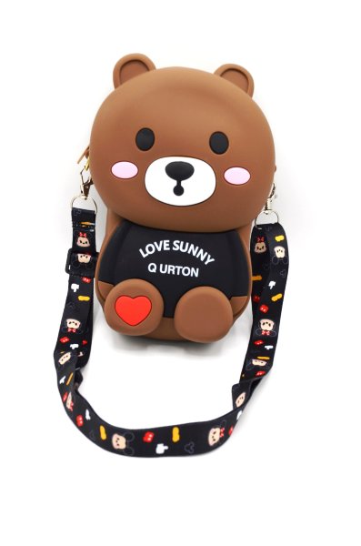 Детская сумка через плечо, кросс боди (Медвеженок), темно-коричневый
