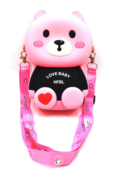 Детская сумка через плечо, кросс боди (Медвеженок), розовый