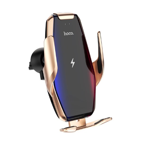 Держатель HOCO S14 Surpass automatic  induction wireless charging car holder золотой