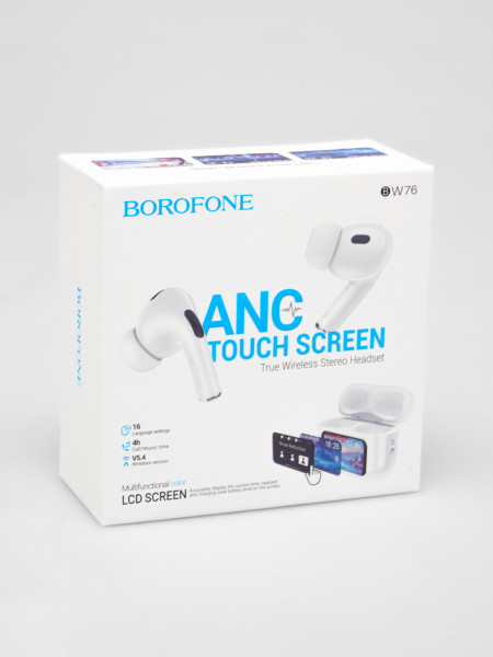 Наушники беспроводные внутриканальные BOROFONE BW76 ANC белый + сенсорный экран