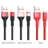 Кабель USB HOCO X26 Xpress charging data cable for Type-C чёрный-красный