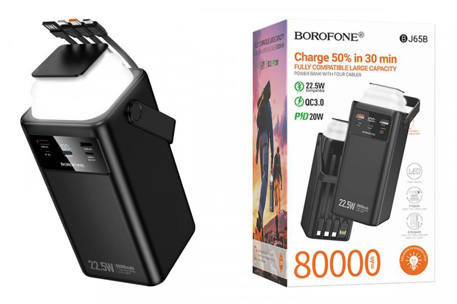 Аккумулятор внешний BOROFONE BJ65B 22.5W+PD20W 80000mAh чёрный