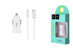 АЗУ Hoco Z2 Car charger set with lightning cable, белый