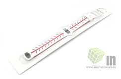 Ремешок (силиконовый с узором  елочкой) для часов Apple Watch 42/44 белый с красным