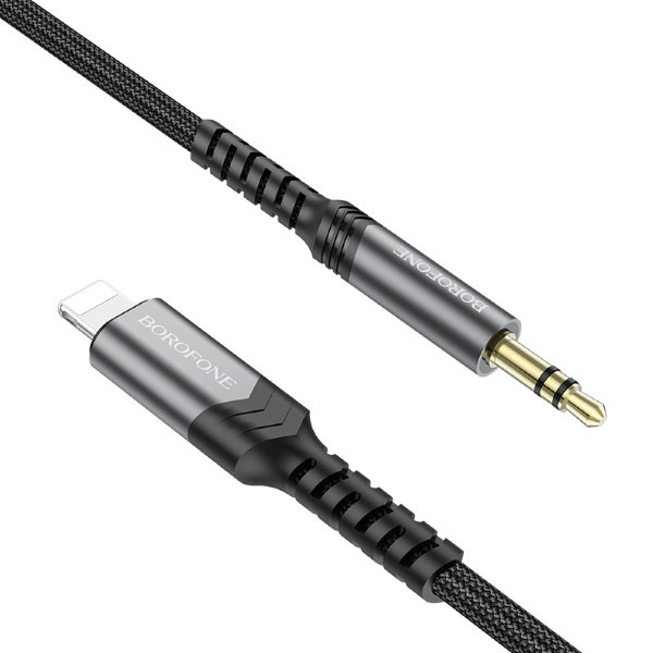 Кабель AUX BOROFONE BL15 Lightning серый металл
