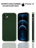Чехол карбоновый для Iphone 12, зеленый