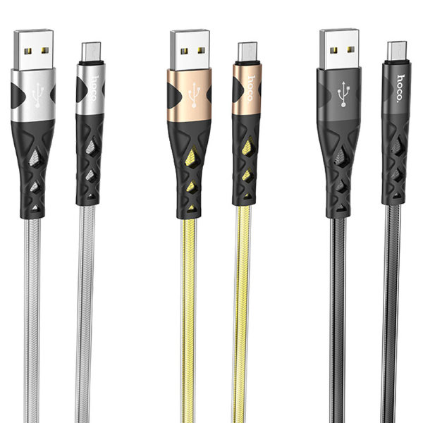 Кабель USB HOCO U105 Micro серебряный