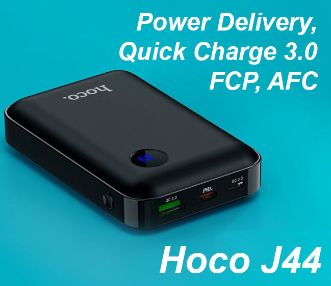 Внешний аккумулятор Hoco J44 10000mAh PD+QC3.0 mobile power bank (черный)