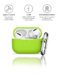 Чехол INNOVATION для наушников Apple AirPods Pro силиконовый с карабином, зеленый