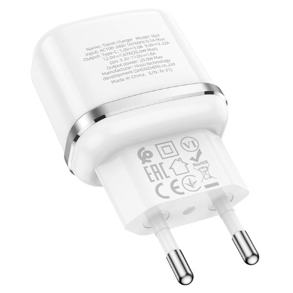 СЗУ HOCO N24 Victorious single port PD20W charger set(Type-C to iP)(EU) белый
