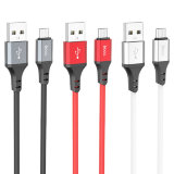 Кабель USB HOCO X86 Micro Spear silicone charging data cable белый
