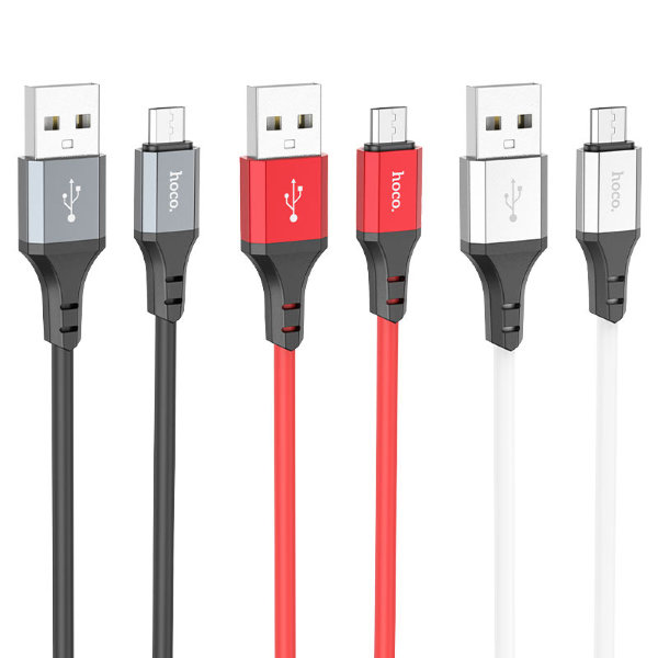 Кабель USB HOCO X86 Micro Spear silicone charging data cable белый