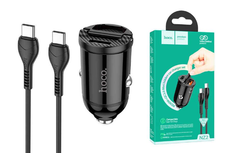 АЗУ Hoco NZ2 Link PD30W+QC3.0 car charger, black