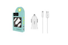 АЗУ Hoco Z2 Car charger set with micro cable, белый