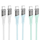 Кабель USB HOCO U111 Type-C to Type-C Transparent Discovery Edition 60W charging data cable blue