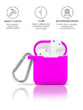 Чехол INNOVATION для наушников Apple AirPods/AirPods 2 силиконовый с карабином, розовый