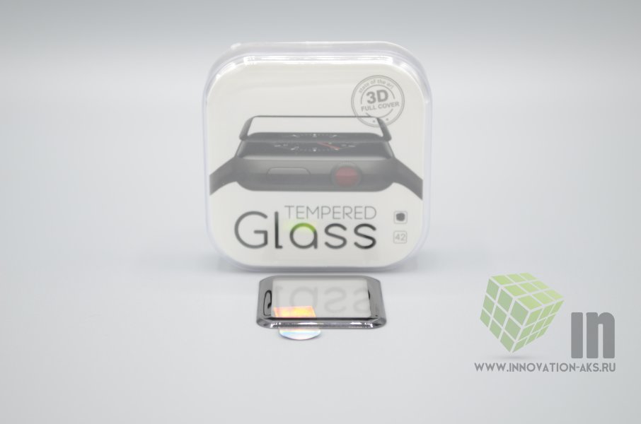 Защитное стекло 3D для Apple Watch 42 Full Glue/Full Screen, черное