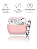 Чехол INNOVATION для наушников Apple AirPods Pro силиконовый с карабином, розовый