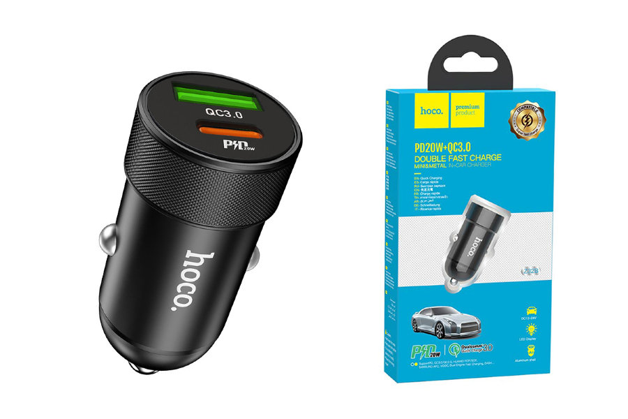 АЗУ Hoco Z32B Speed up PD20W+QC3.0 car charger, чёрный
