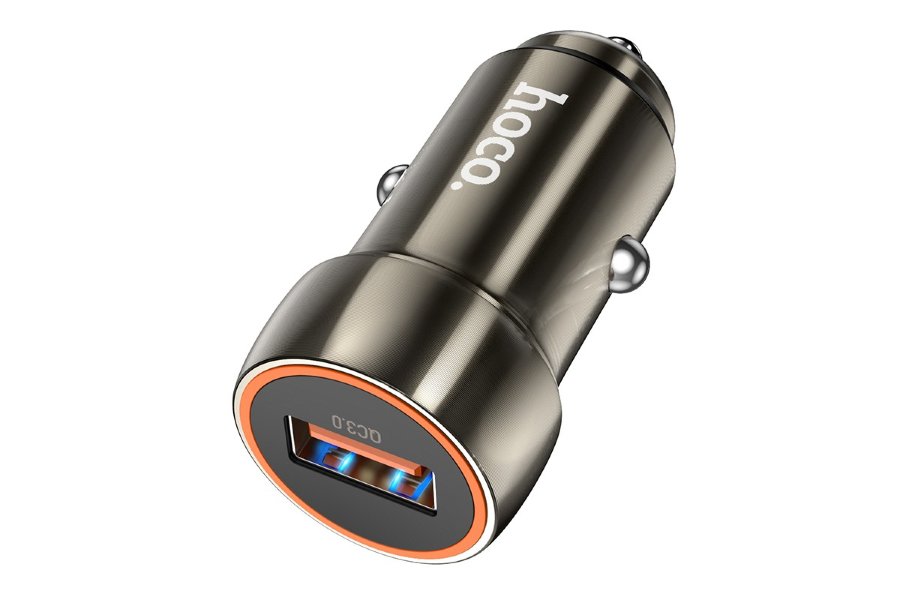 АЗУ Hoco Z46 Blue shield single port QC3.0 car charger set(Micro), серый
