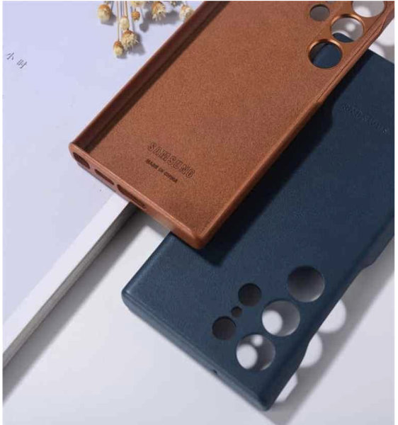 Чехол LEATHER CASE для Samsung S23 Ultra №05 Голубой